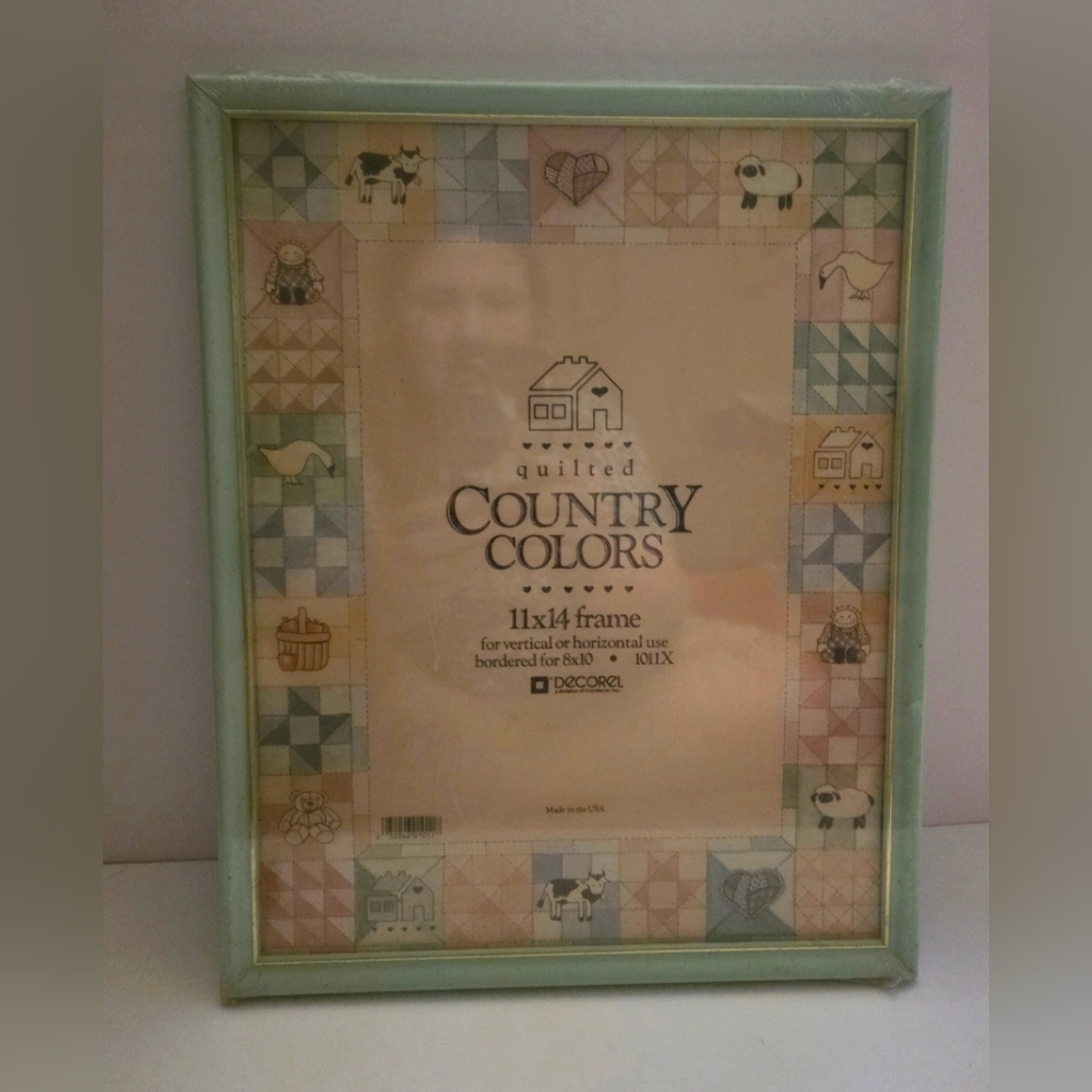 Vintage DECOREL Picture Frame 11x14” Quilted Country Colors FARMHOUSE